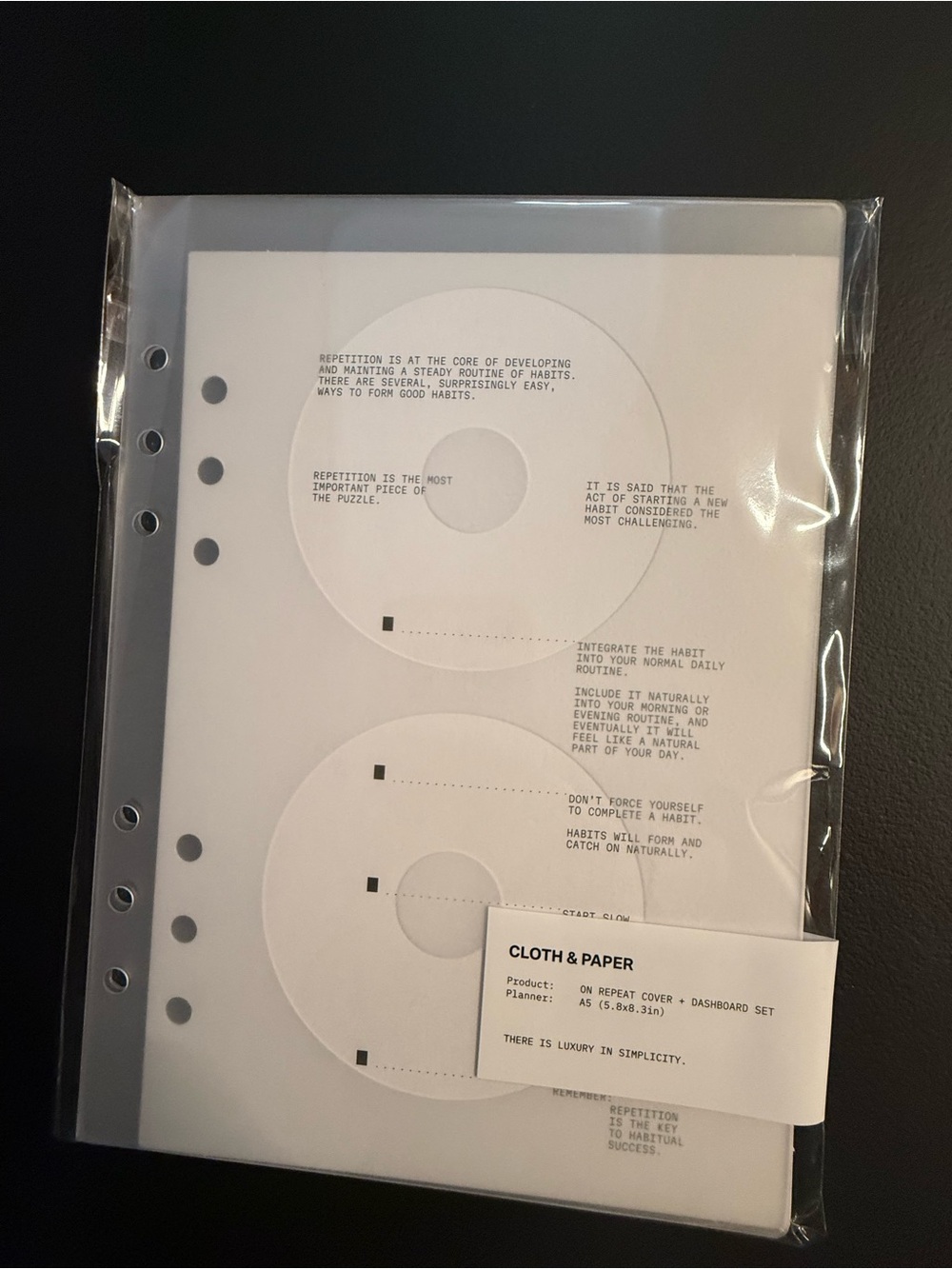 Cloth & Paper On Repeat Cover & Planner Dashboard Set A5